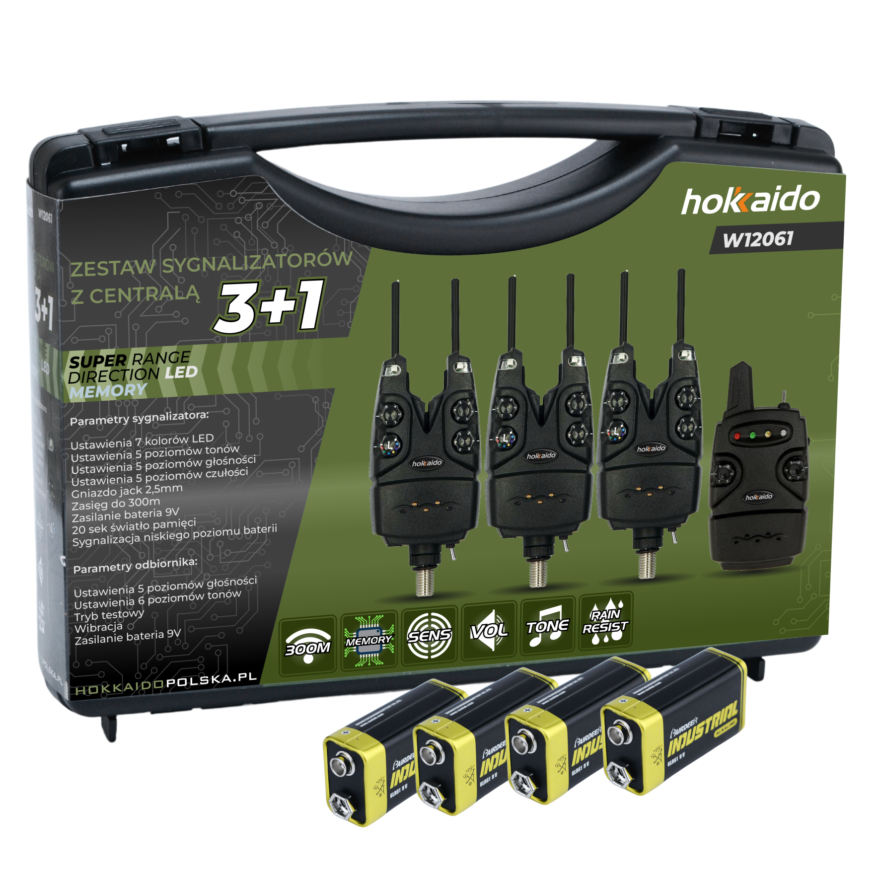Sada rybářských signalizátorů Hokkaido s centrálou 3+1 bus bar + bat RGB 6